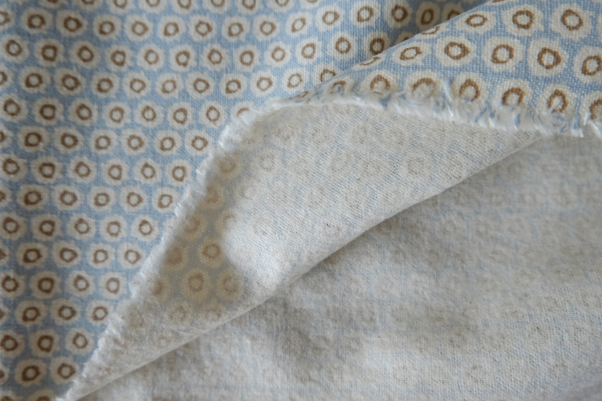 Blue & Oatmeal Ditsy Print Brushed Cotton-Linen Blend – 2.19 yd
