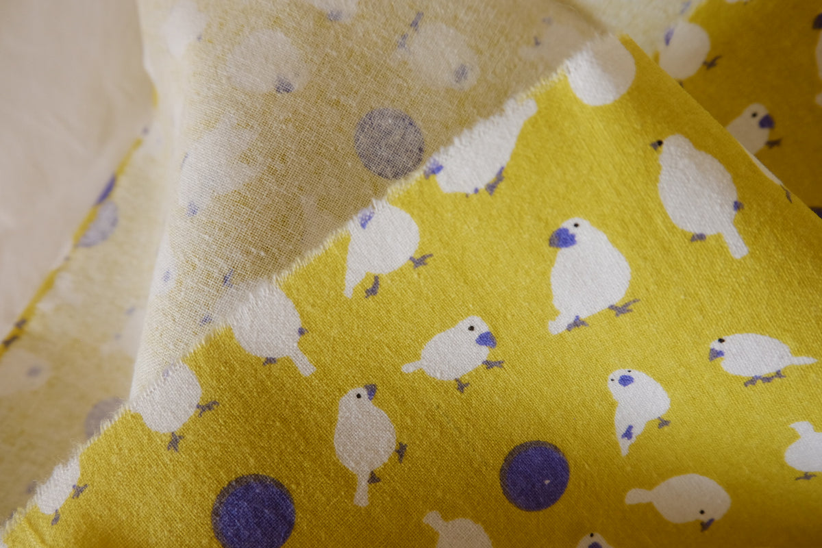 Little White Birds Yellow Cotton Linen Blend – 2.19 yd