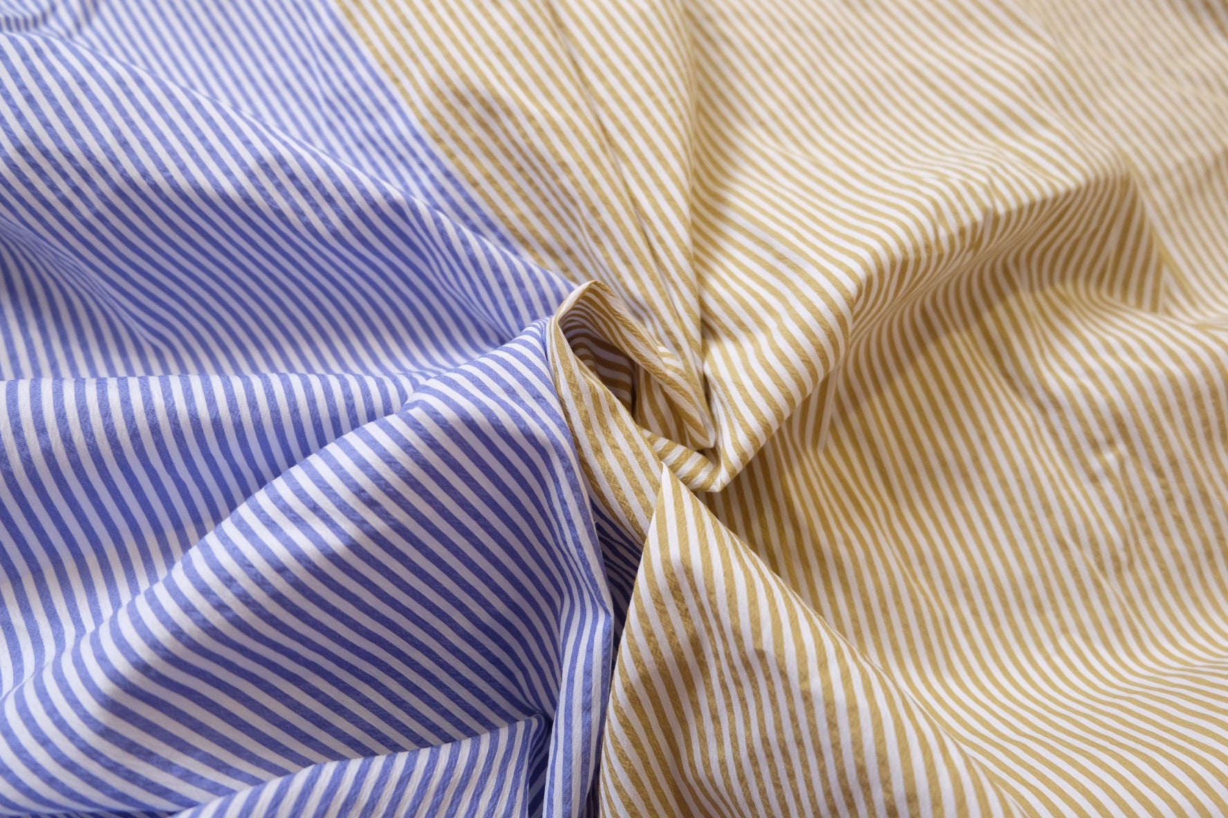 Half-and-Half Striped Shirting, Designer Cotton Blend, 2.2 Yards