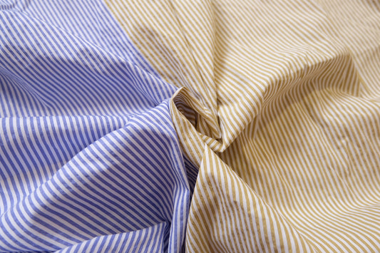 Half-and-Half Striped Shirting, Designer Cotton Blend, 2.2 Yards