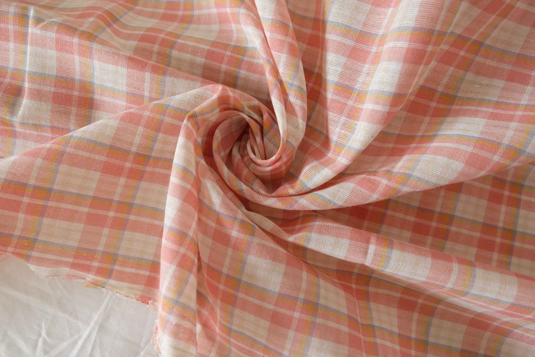 Peach Yarn-Dyed Cotton Plaid — 2.19 yd / 3.28 yd