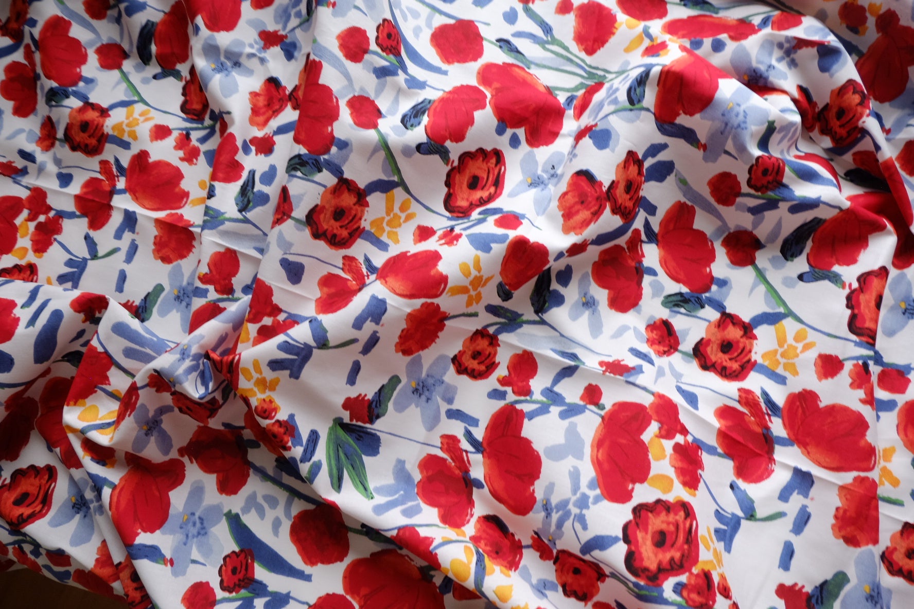 Red Watercolor Floral 40s Cotton Poplin – 3.3 yd