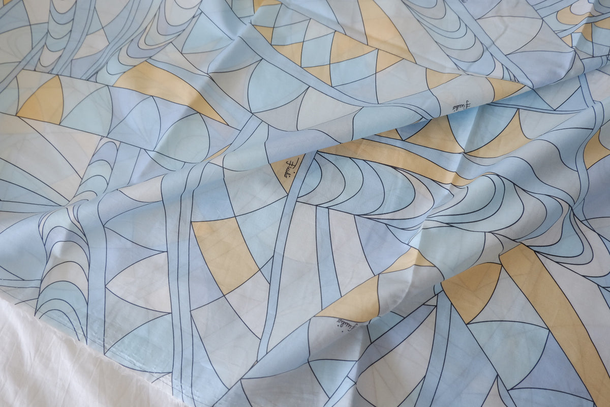 Powder Blue Abstract Silk-Scarf Print Cotton Lawn – 2.19 yd