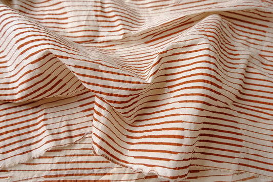 Caramel Stripe Textured Cotton Poplin — 3.28 yd