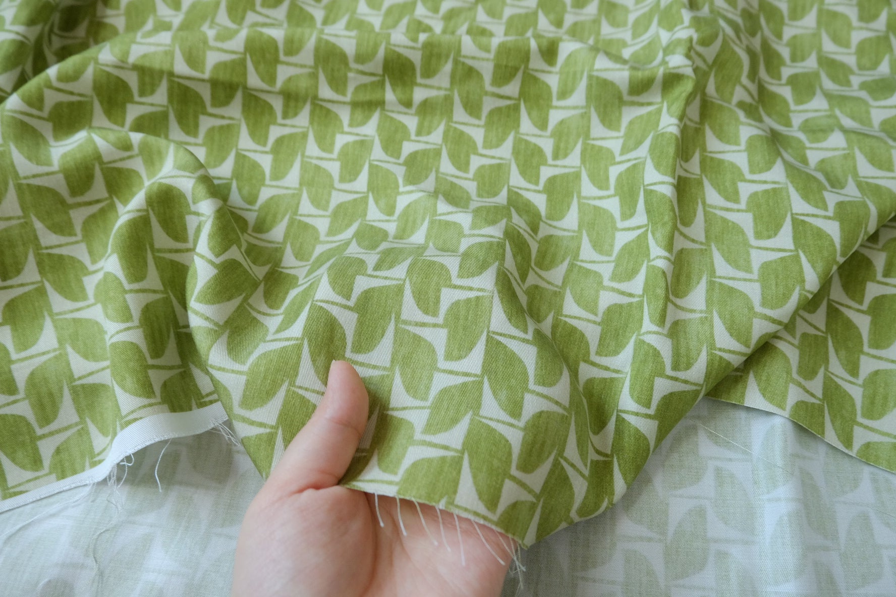 Green Leaf Fine Twill Tencel Fabric - 2.19 yd