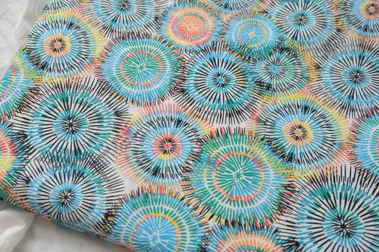 Abstract Burst Print Poly Cotton Fabric, Crisp Dress Weight, 3.28 Yards