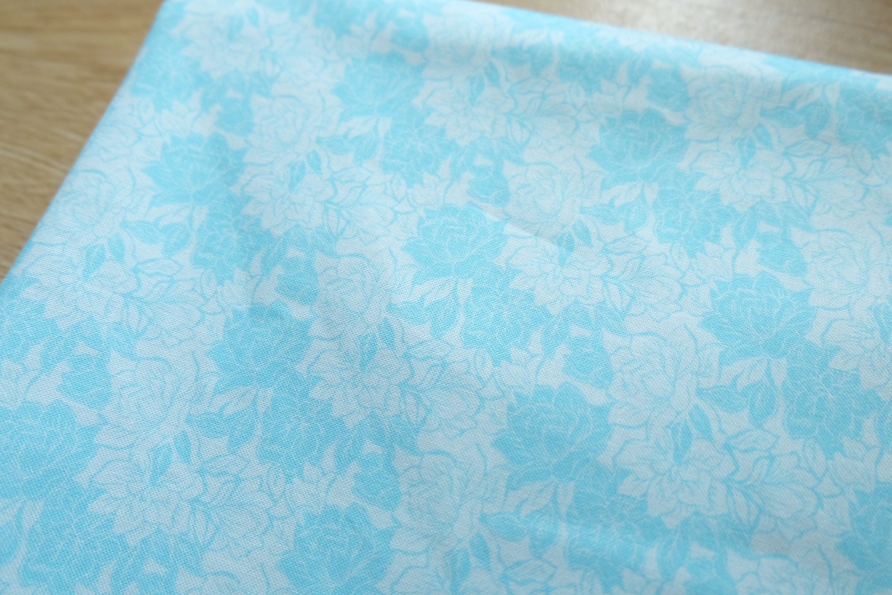 Soft Blue Floral Cotton, 3.3 Yards