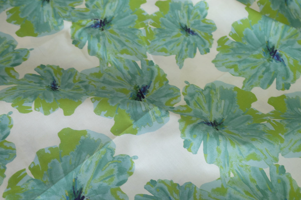 Aqua Bloom Cotton Poplin – 3.3 yd