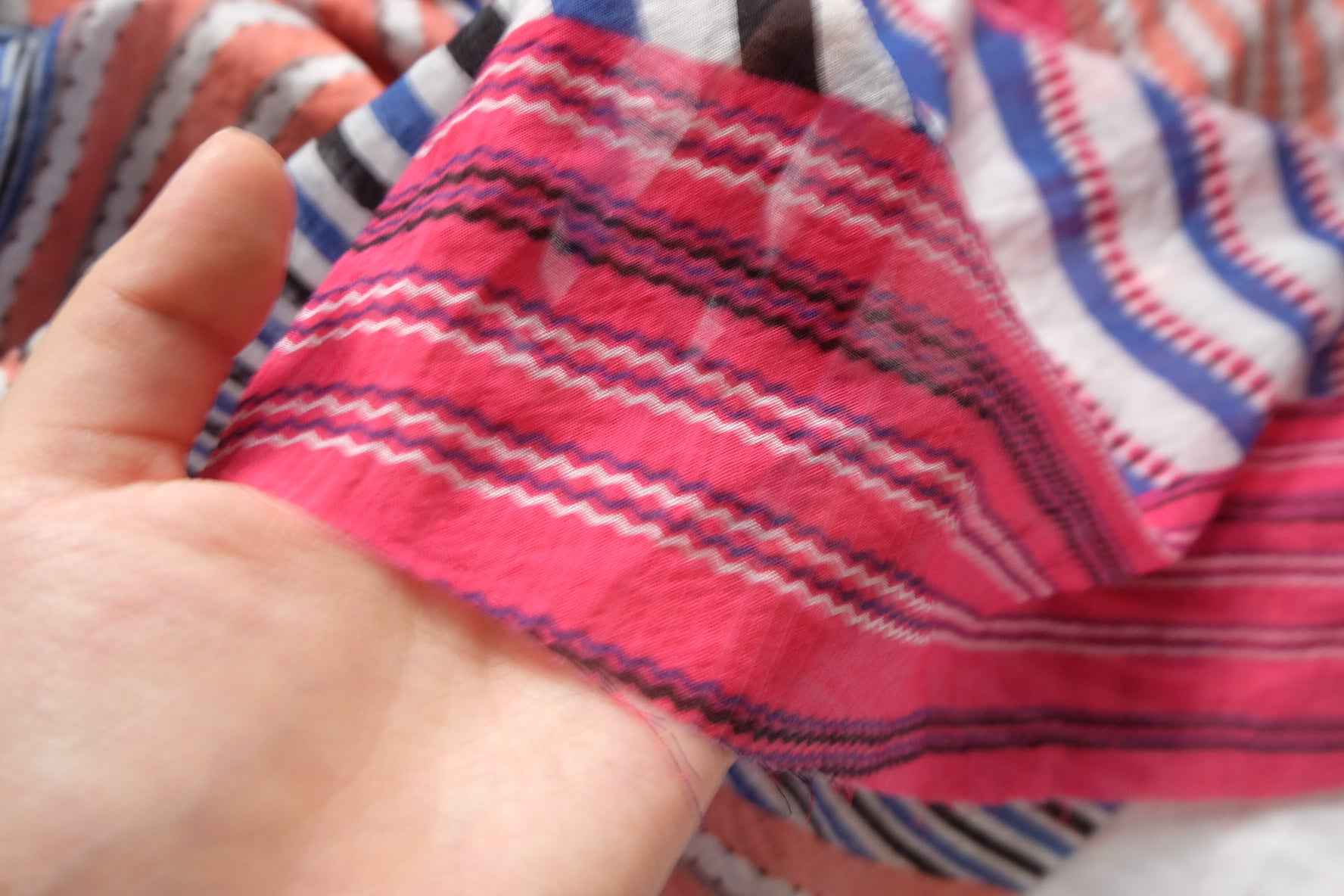 Bright Striped Cotton Voile Fabric, Soft Airy Summer Dress Weight, 3.06 Yards