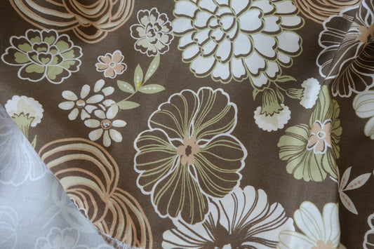 Mocha Retro Floral Pure Tencel Fabric - 3.28 yd