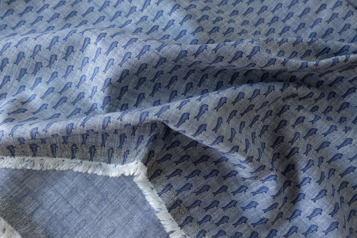 Little Blue Birds Lightweight Cotton Denim – 2.19 yd