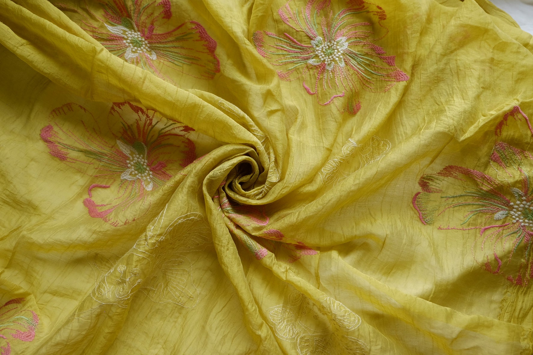 Golden Lime Embroidered Tencel Blend – 2.2 yd
