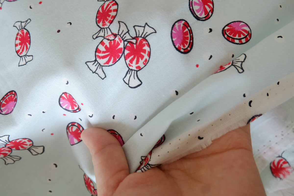Peppermint Candy – Soft Brushed Cotton Twill Fabric – 2.19 yd