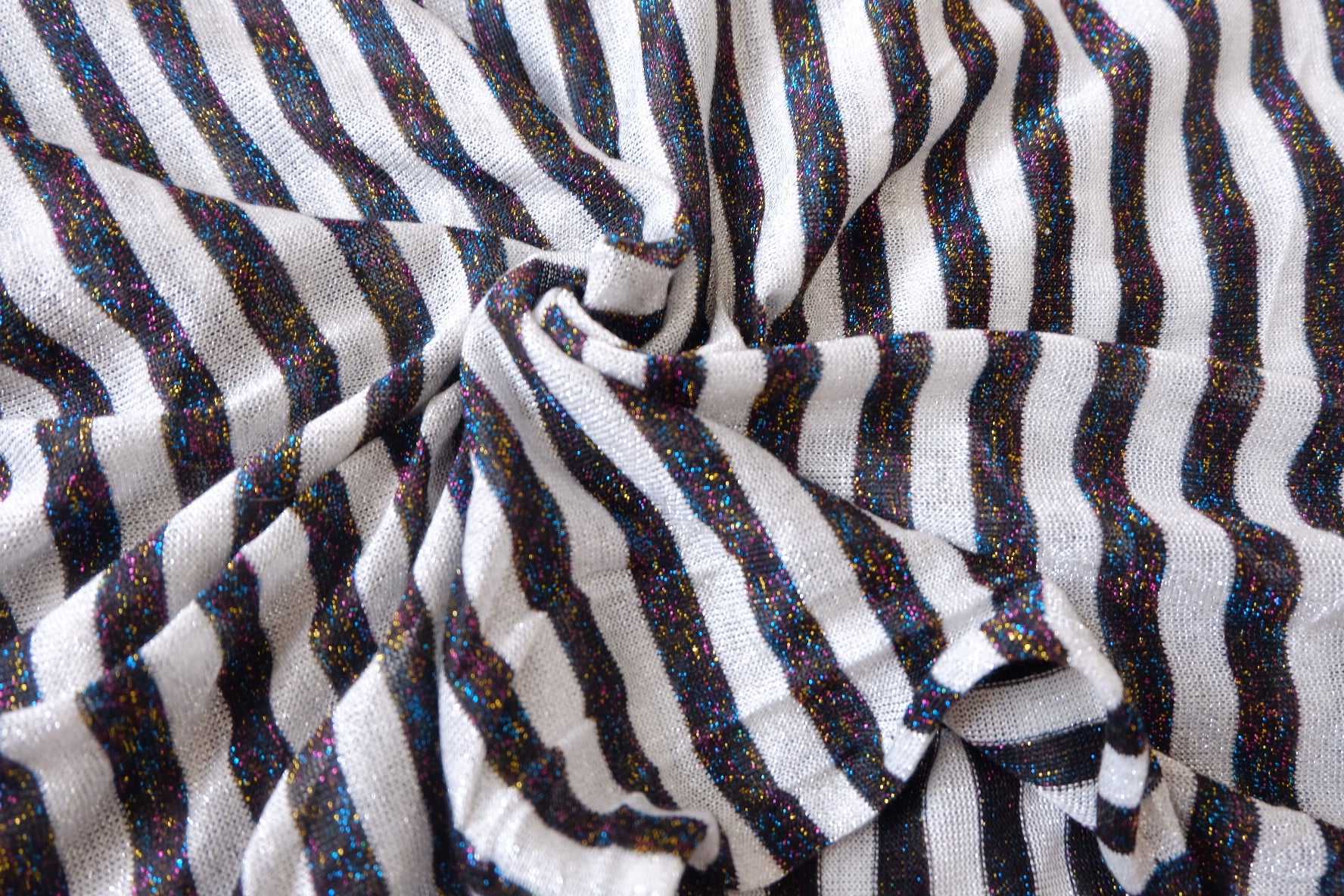 Rainbow Lurex Wave Stripe Knit, 1.6 Yards
