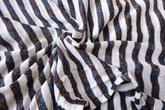 Rainbow Lurex Wave Stripe Knit, 1.6 Yards