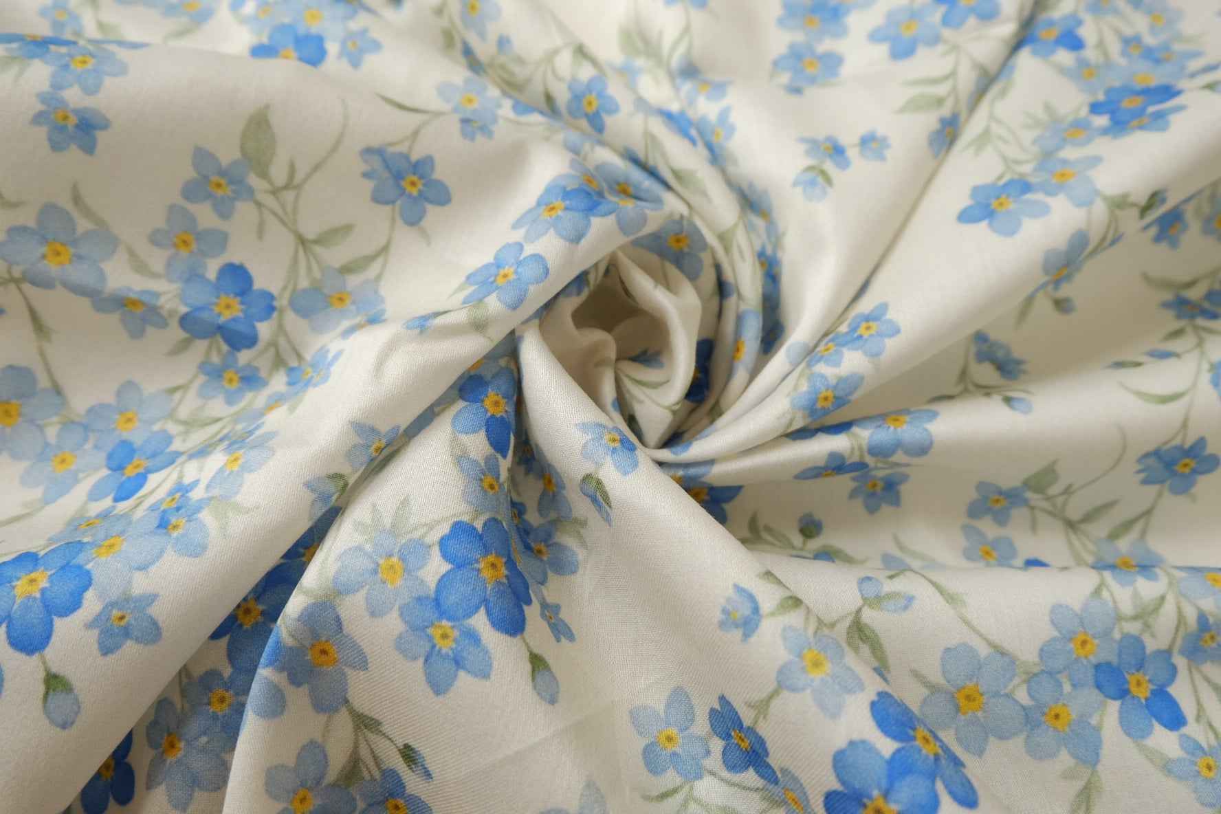 Blue Floral 80s Cotton Sateen — 3.28 yd Piece