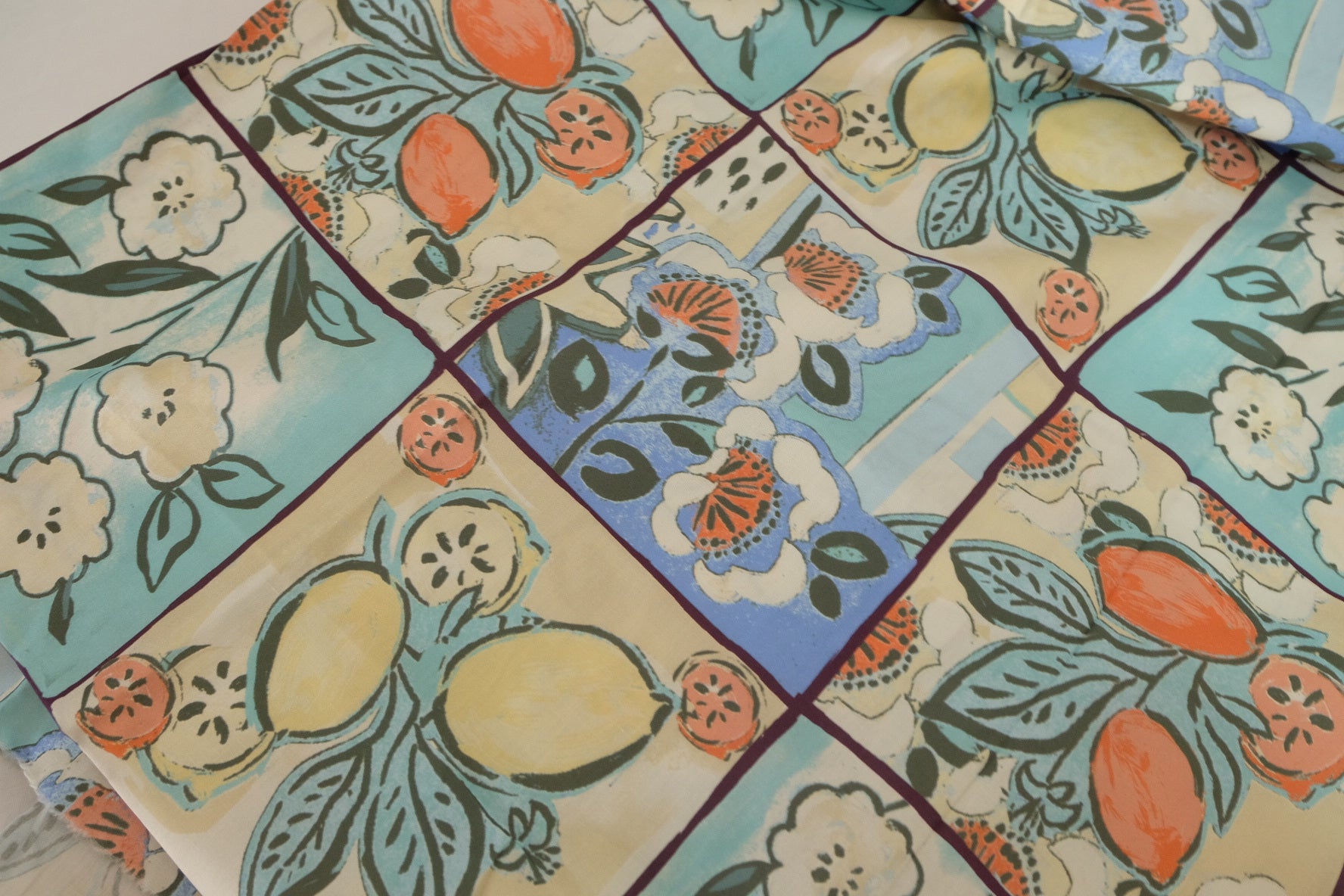 Mediterranean Lemon Patchwork Cotton Poplin Fabric – 3.3 yd