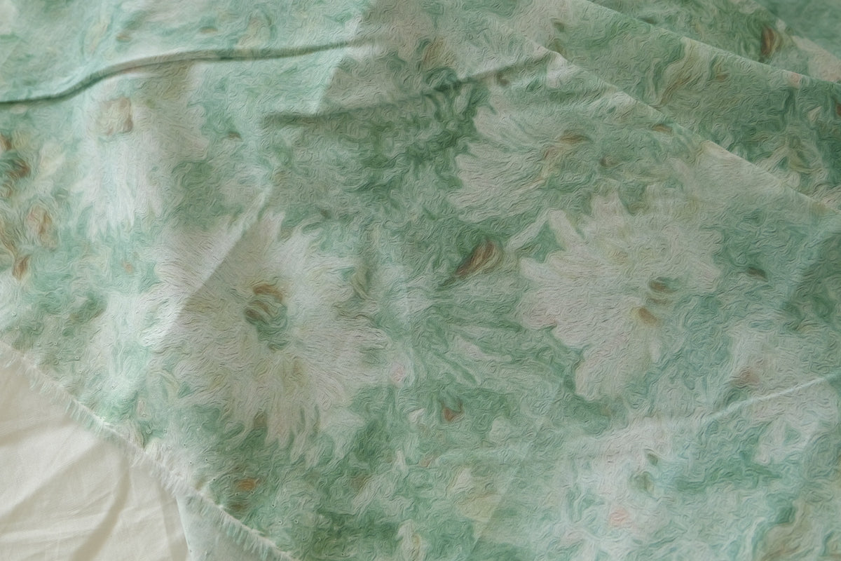 Mint Watercolor Cotton Voile – 2.2 yd