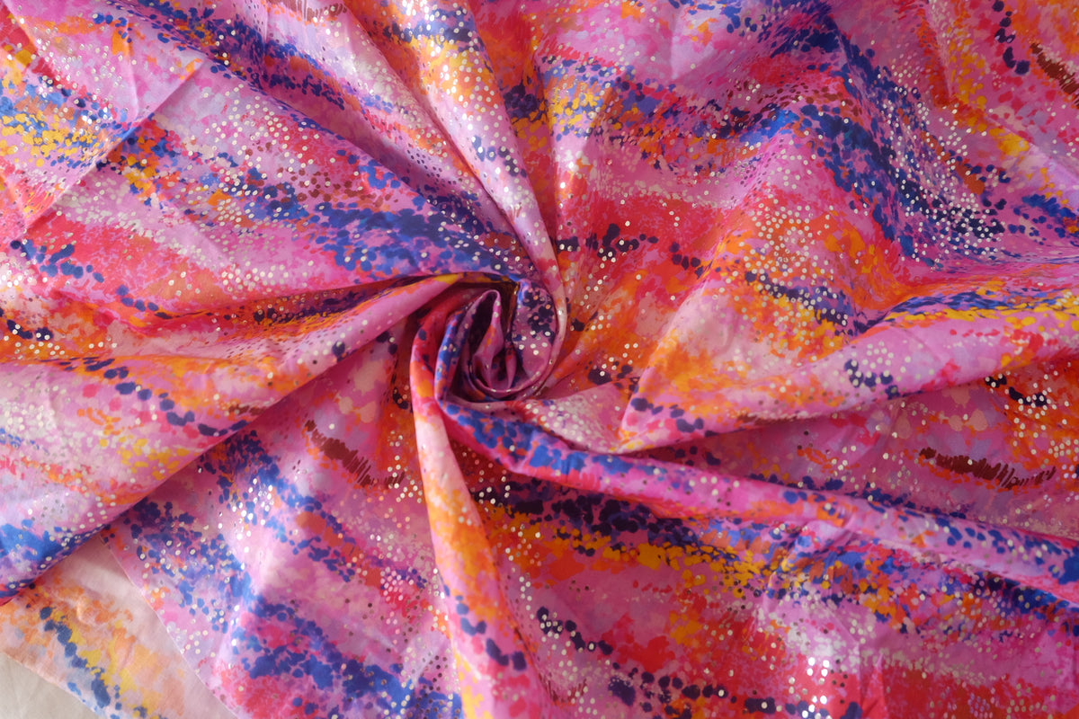 Pink Stardust Foil Cotton Lawn – 1 yd
