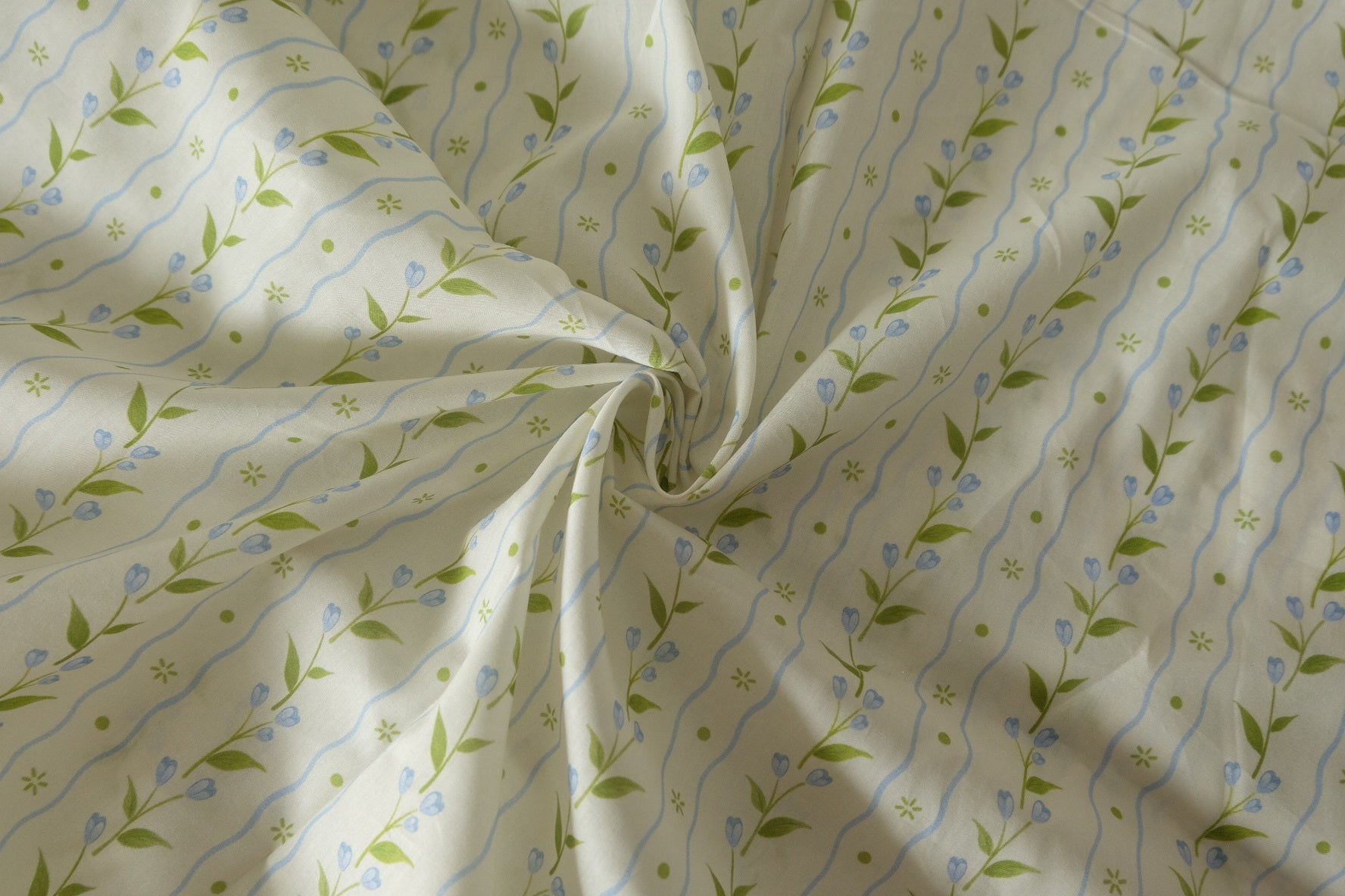 Blue Sprig Stripe Cotton Poplin – 3.28 yd