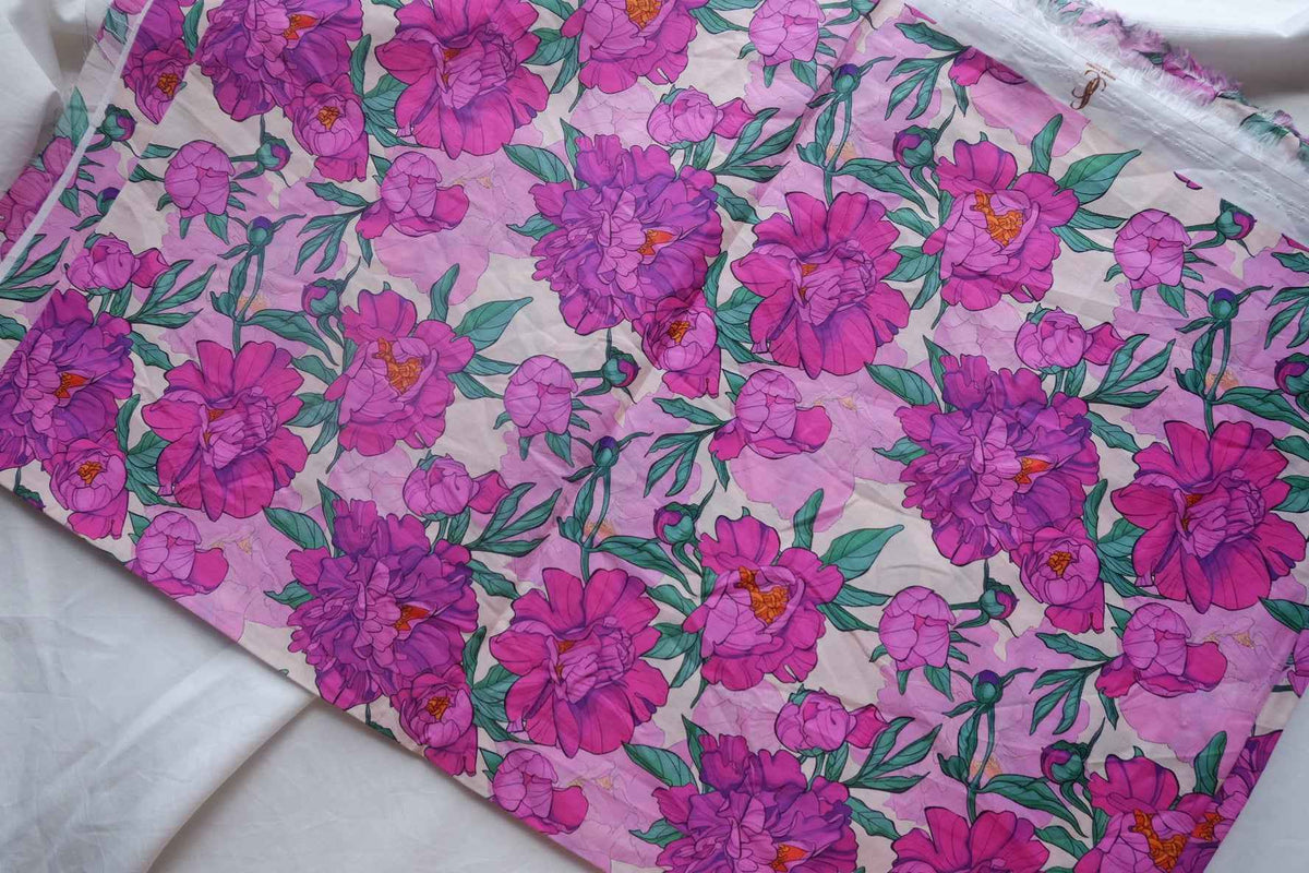 Magenta Peony Cotton Lawn — 2.2 yd