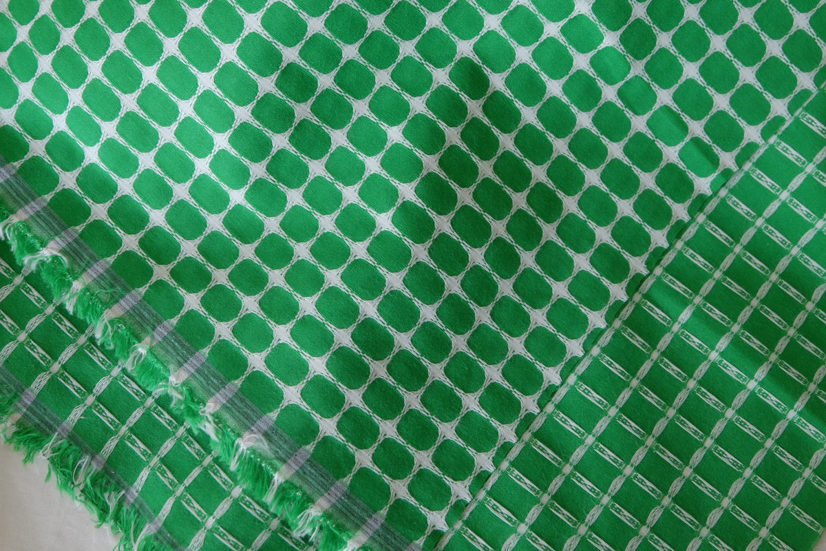 Emerald Grid Embroidered Cotton – 2.2 yd