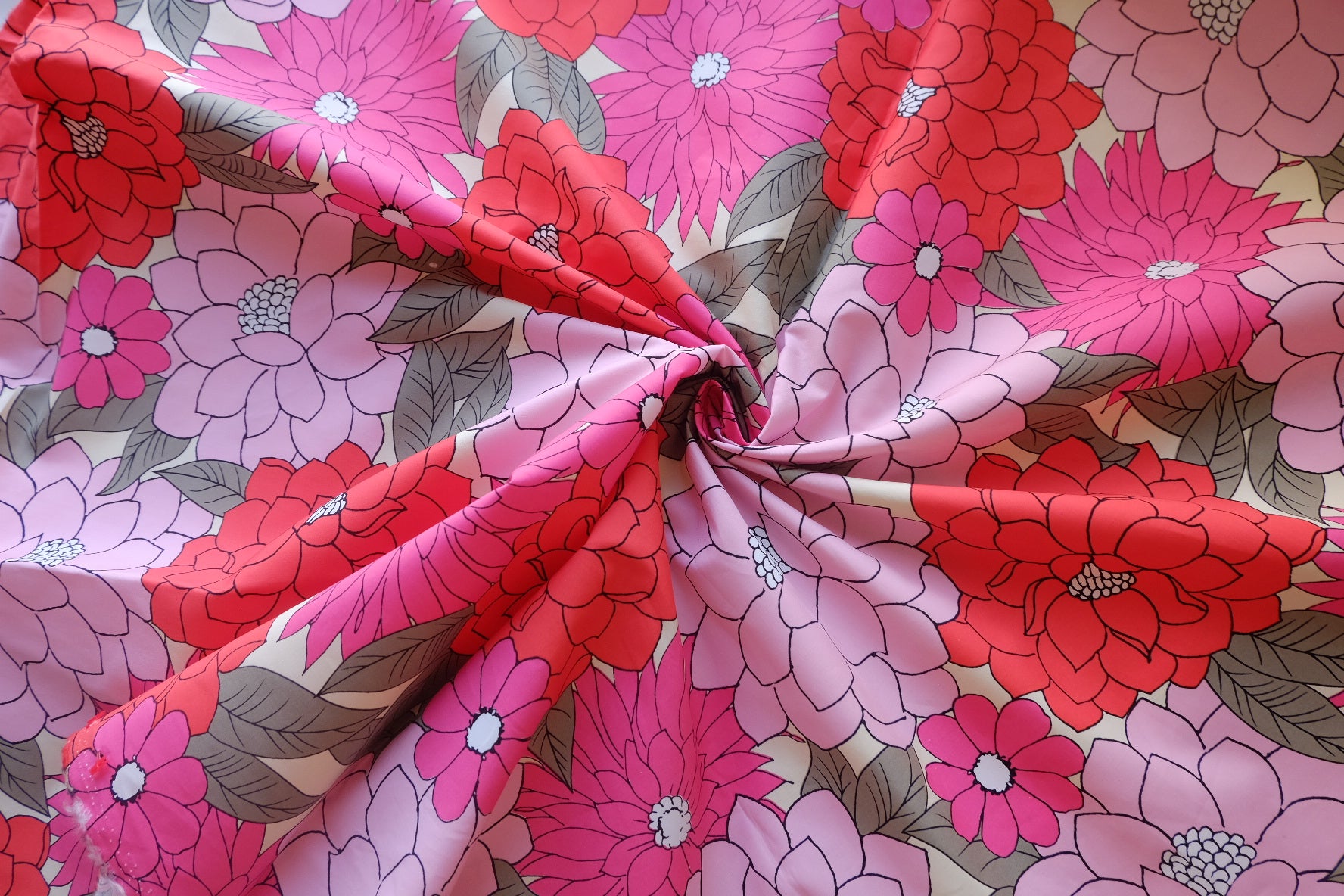 Retro Pink Floral Silky Cotton Poplin – 3.3 yd