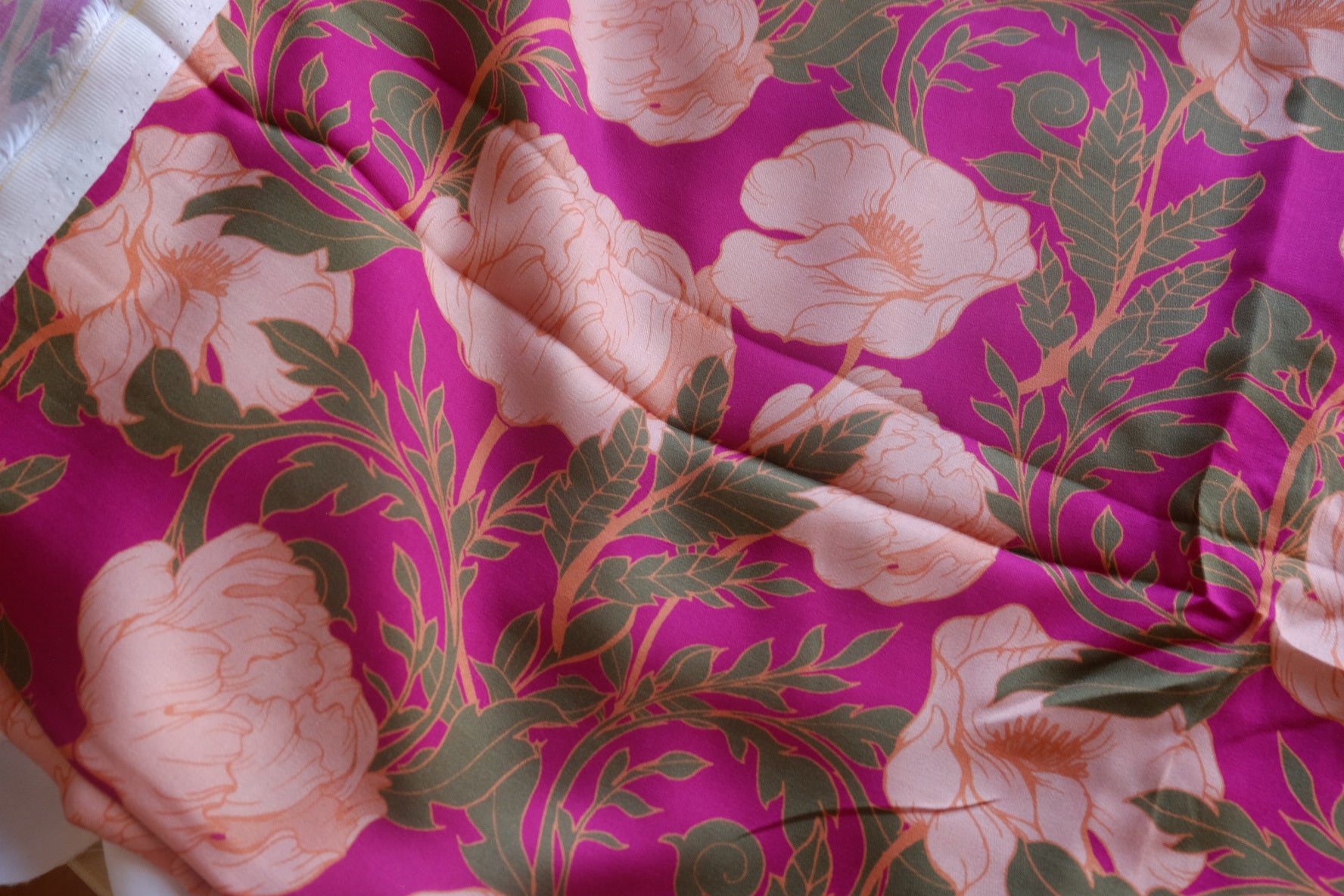Fuchsia Botanical Cotton Rayon Sateen – 3.3 yd