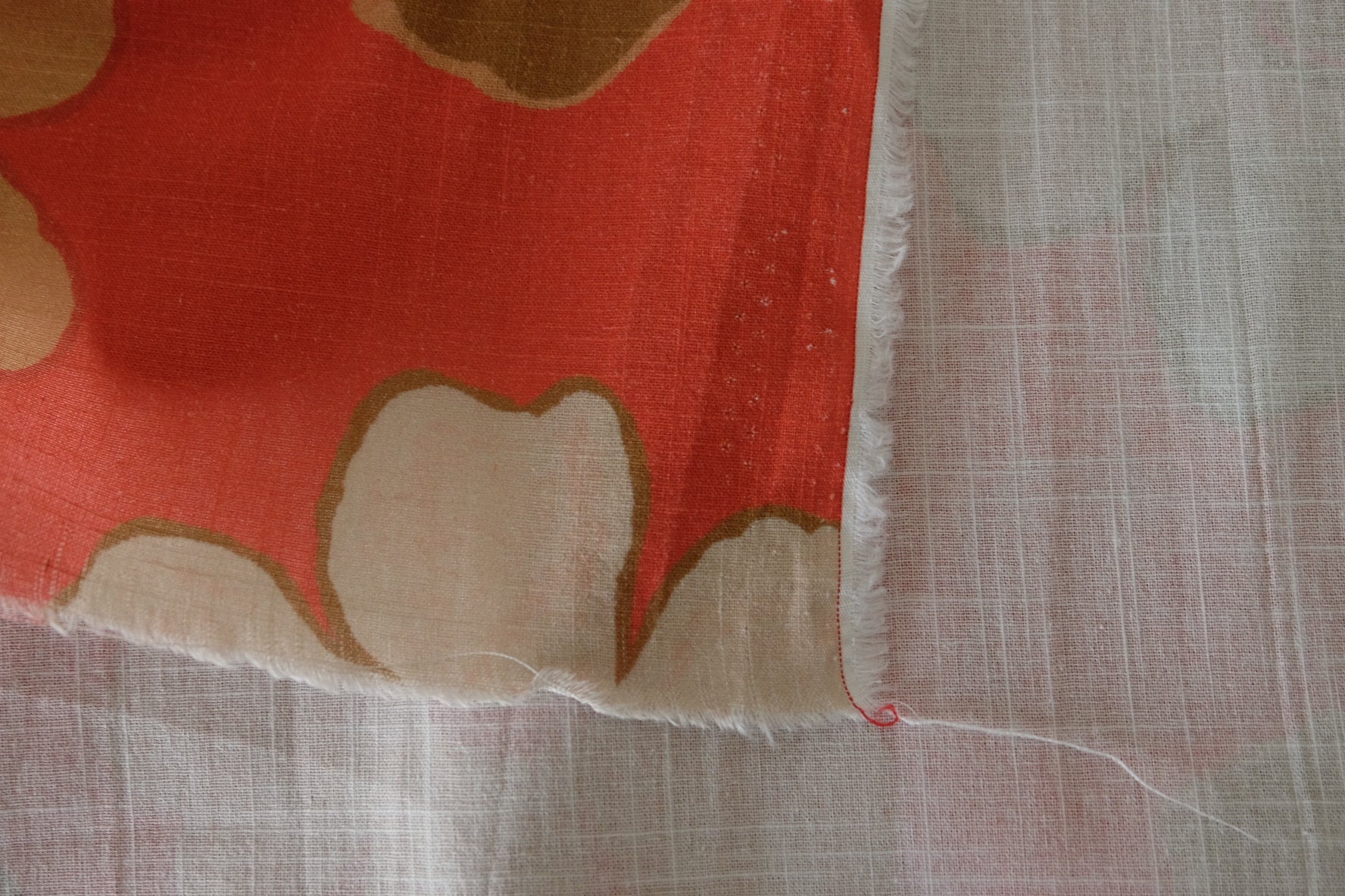 Rust Orange Floral Linen Cotton Fabric – Soft Draping Natural Blend – 2.2 yd