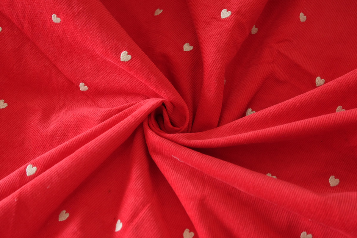 Red Heart Embroidered Cotton Corduroy – 2.2 yd