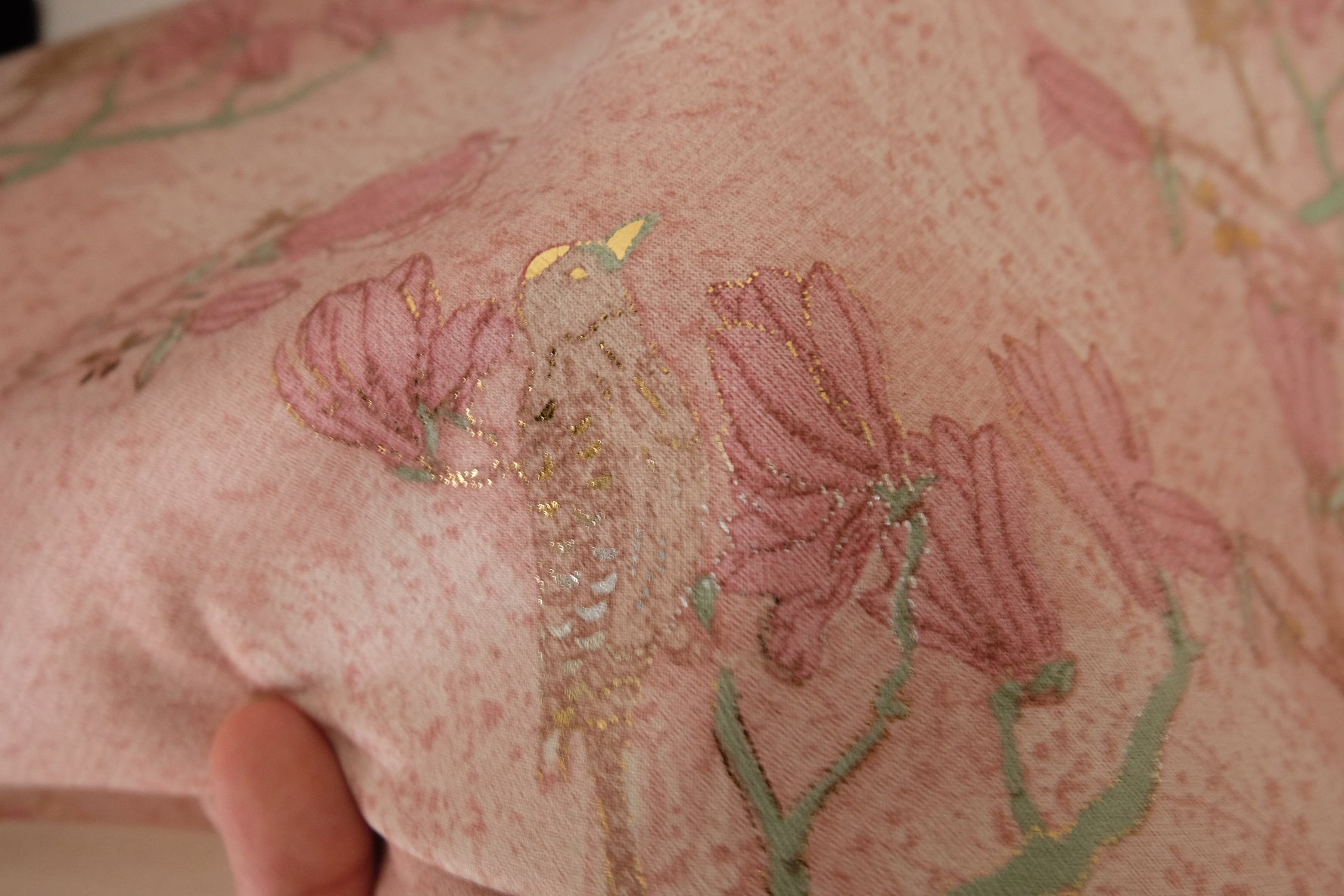 Vintage Bird & Floral Jacquard Fabric with Backing – 2.2 yd