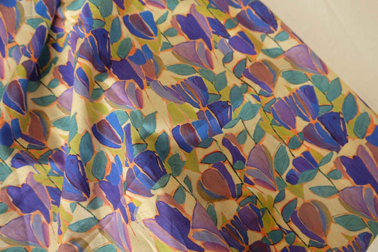 Cobalt Tulip Cotton Lawn – 3.72 yd