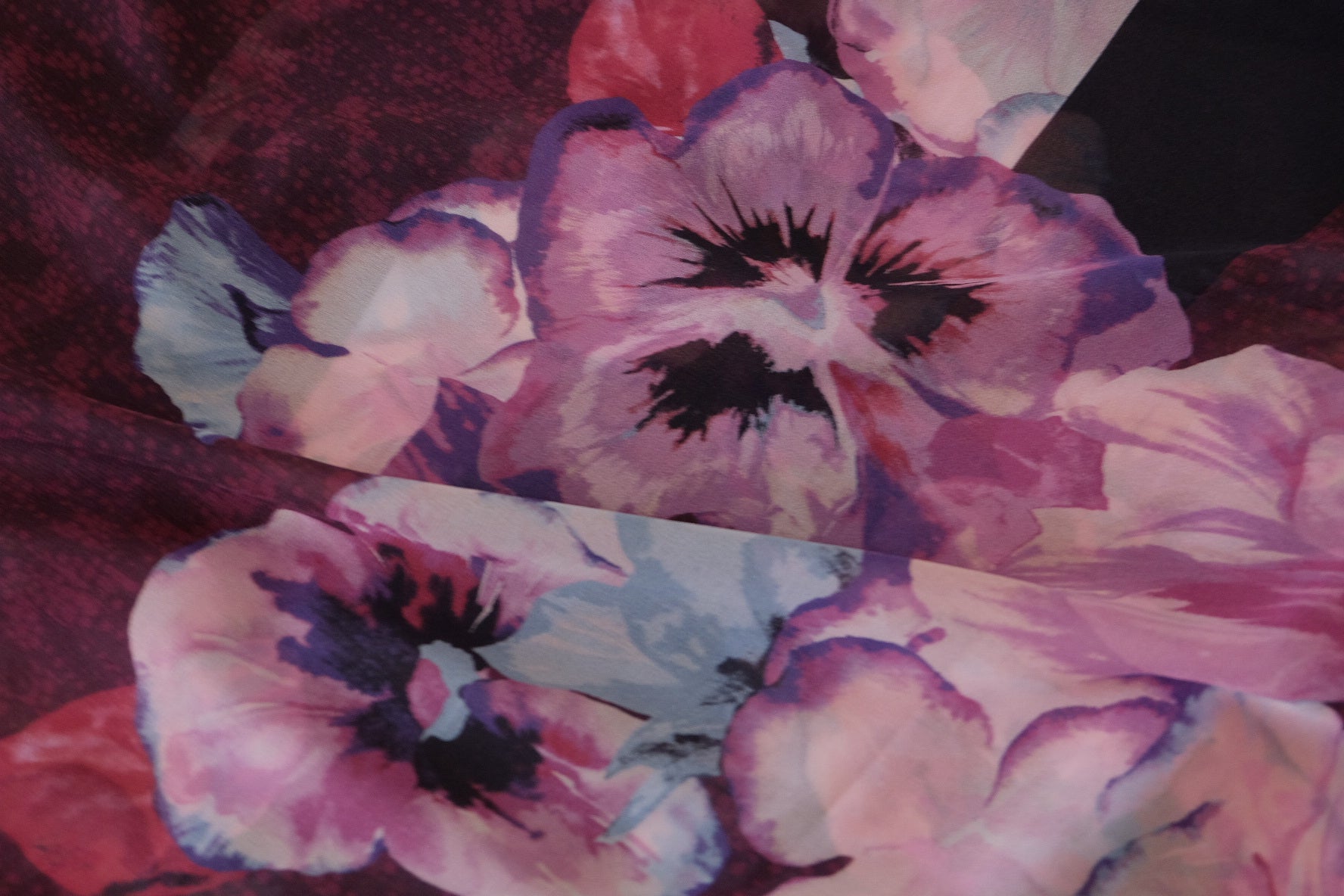 Sheer Designer Deadstock Rayon Fabric – Abstract Floral Panel Print – 2.7 yd