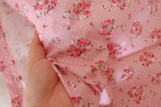 Pink Vintage Floral Cotton Poplin Fabric – 3.3 yd