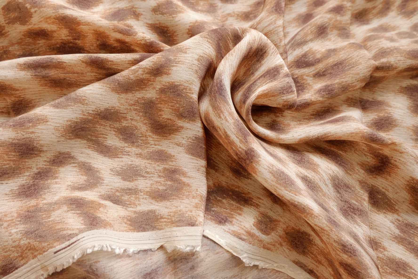 Sandwashed Cupro Leopard Fabric, Ultra Fluid Cool Blouse Weight, 1.64 Yards