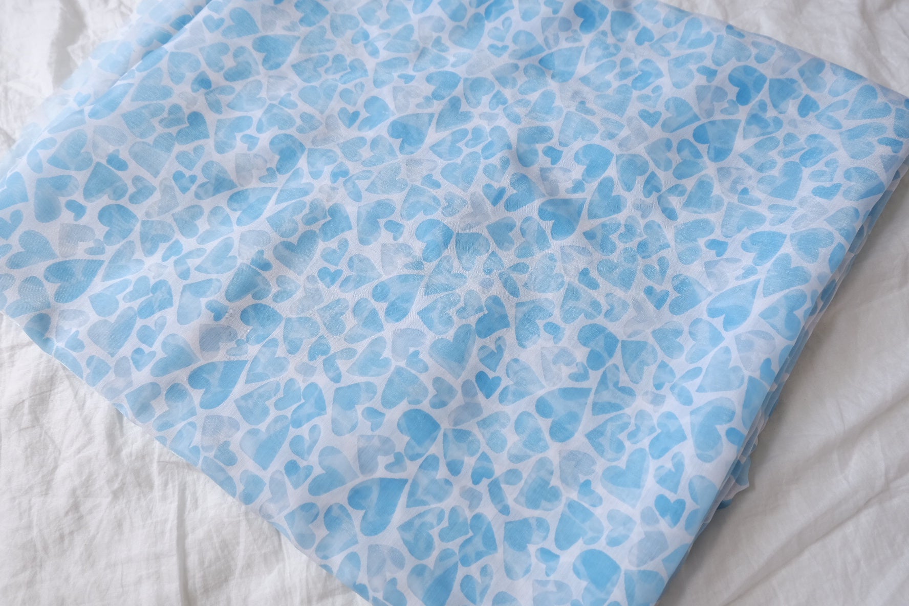 Sheer Blue Heart Tencel Fabric — 3.28 yd