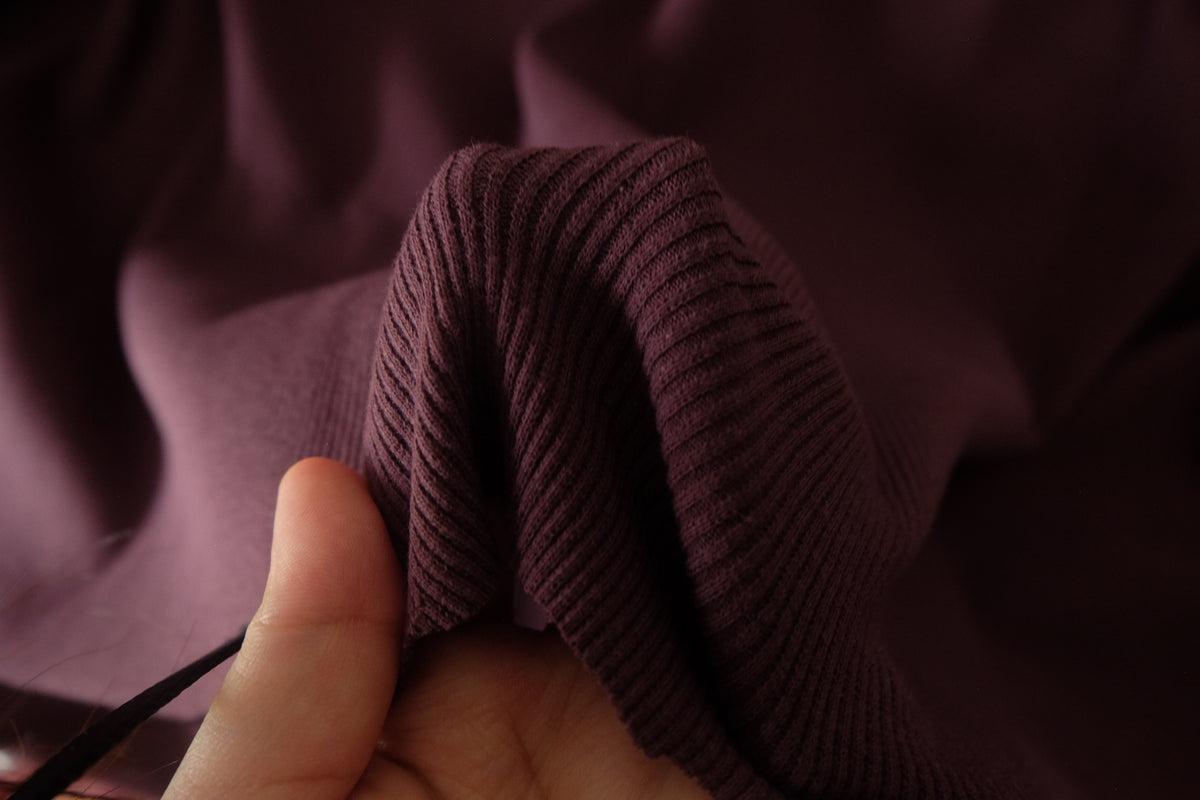 Smoky Plum Heavyweight Cotton Rib Knit – 1.6 yd