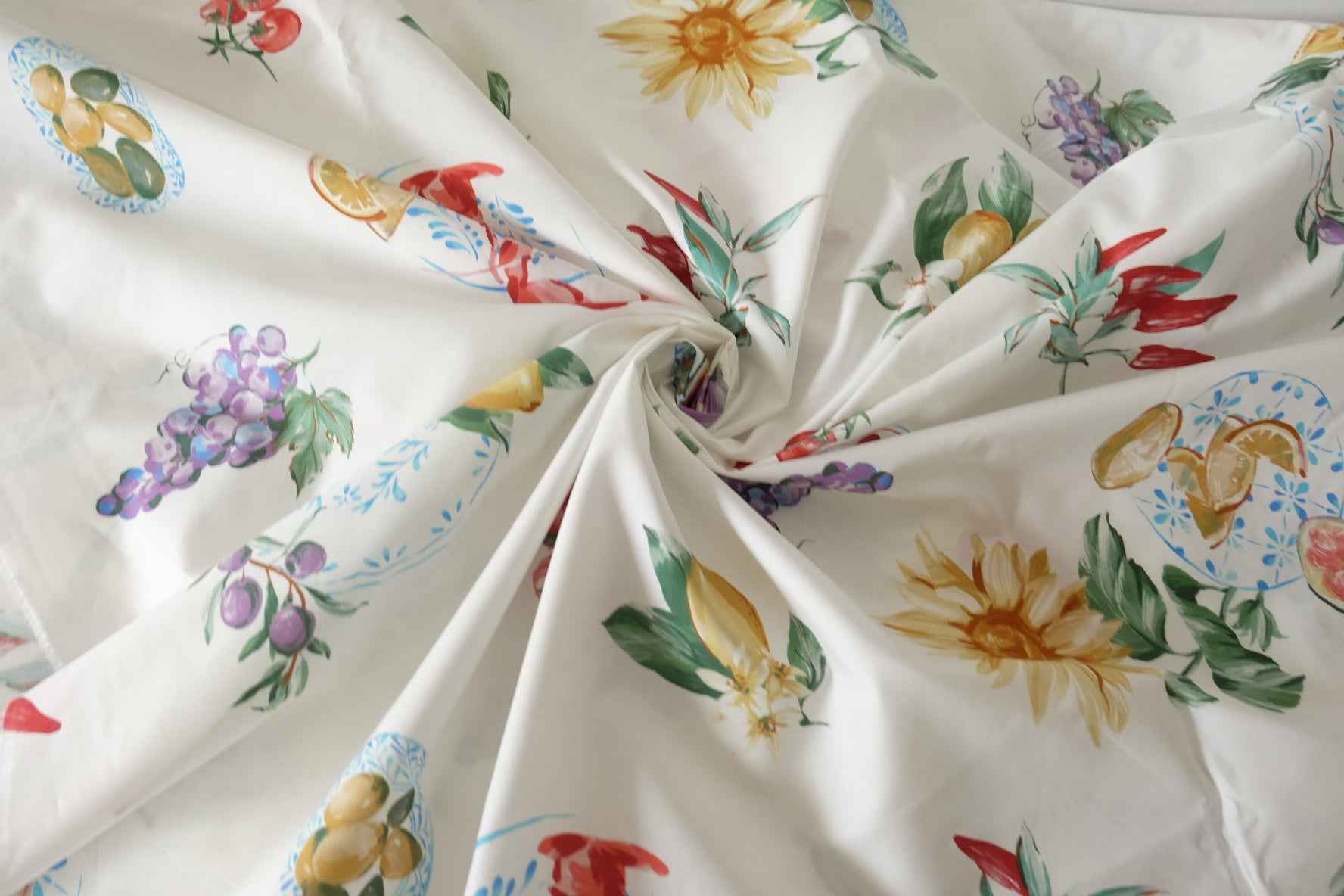 Mediterranean Floral Cotton Fabric – 3.3 yd / 2.75 yd