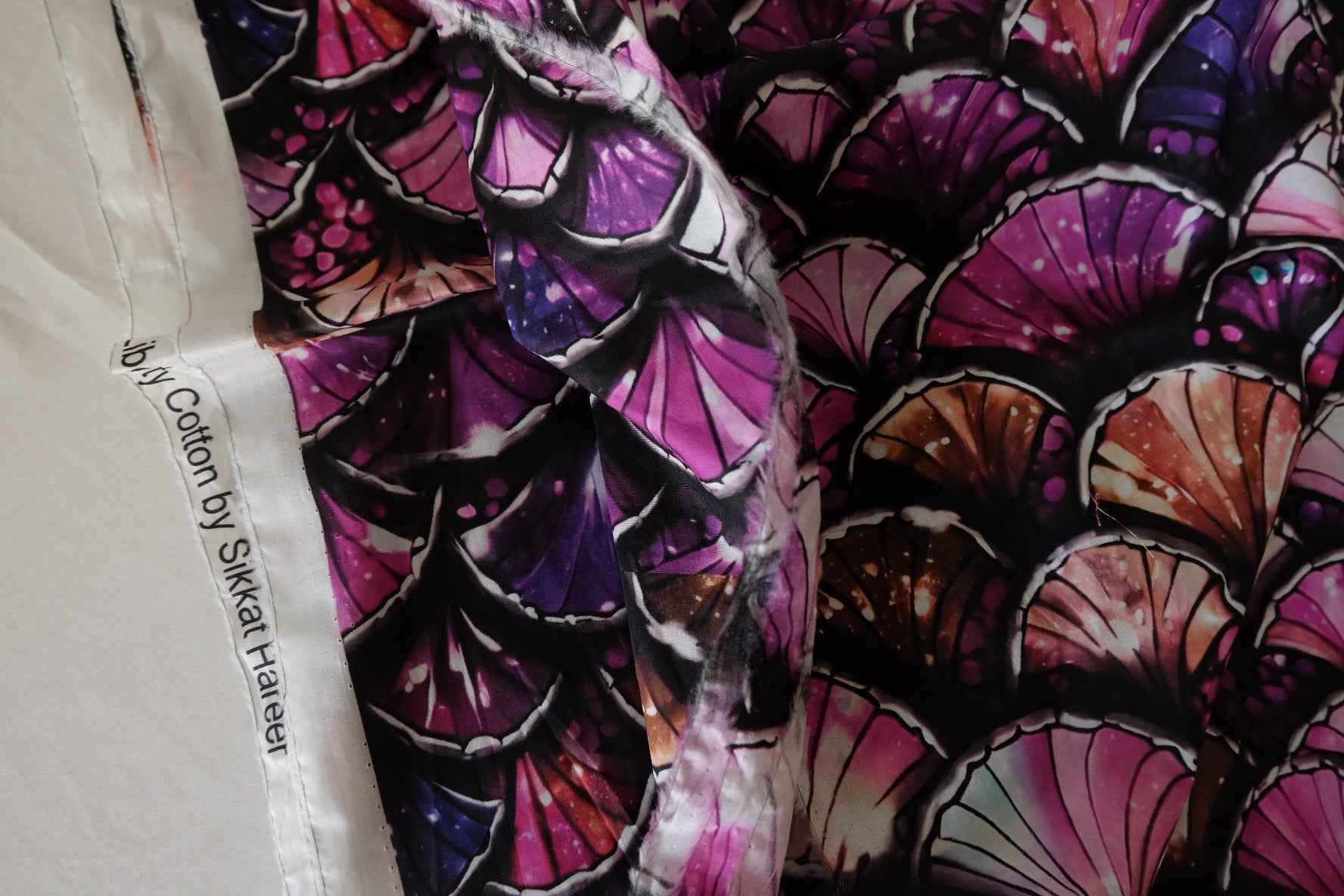 Purple Shell Scale Cotton Lawn Fabric – 2.2 yd