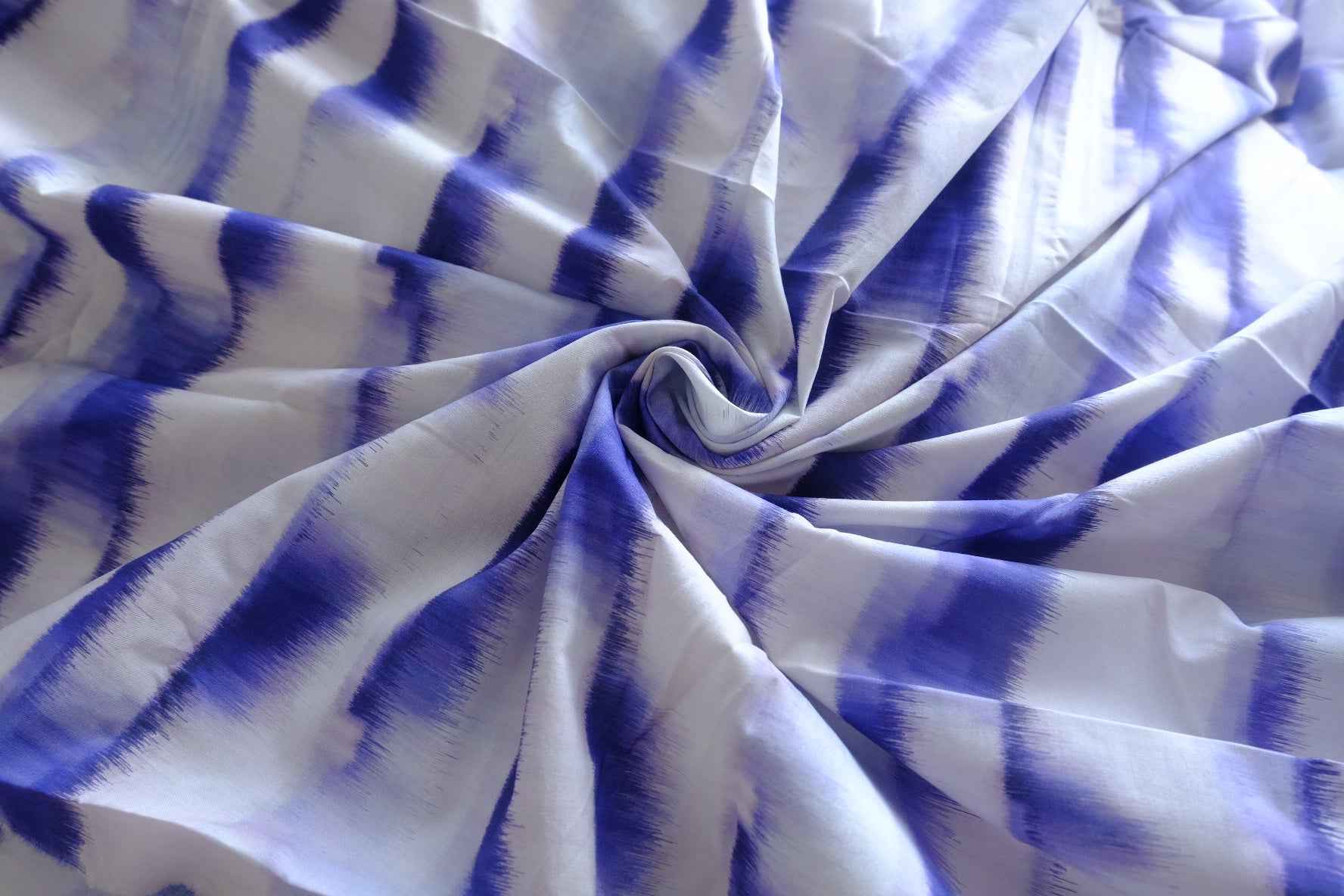 Blue Brush Stripe Cotton Fabric - 1.53 yd