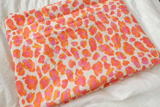 Bold Coral Leopard Print Tencel Cotton Fabric – Soft, Fluid Summer Dress Fabric (2.19 yards)