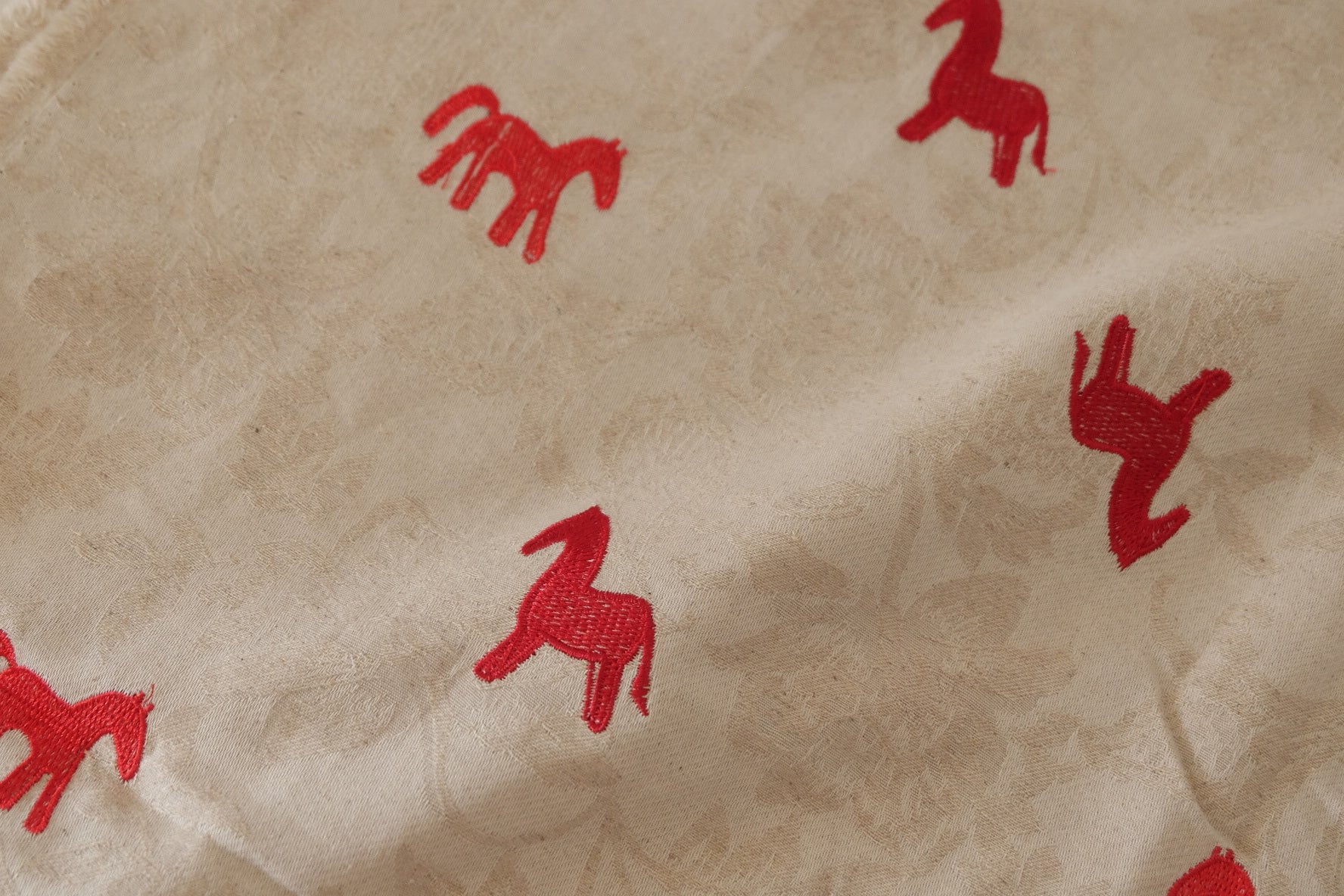 Embroidered Horse Cotton Linen Jacquard Fabric – 1.5 yd