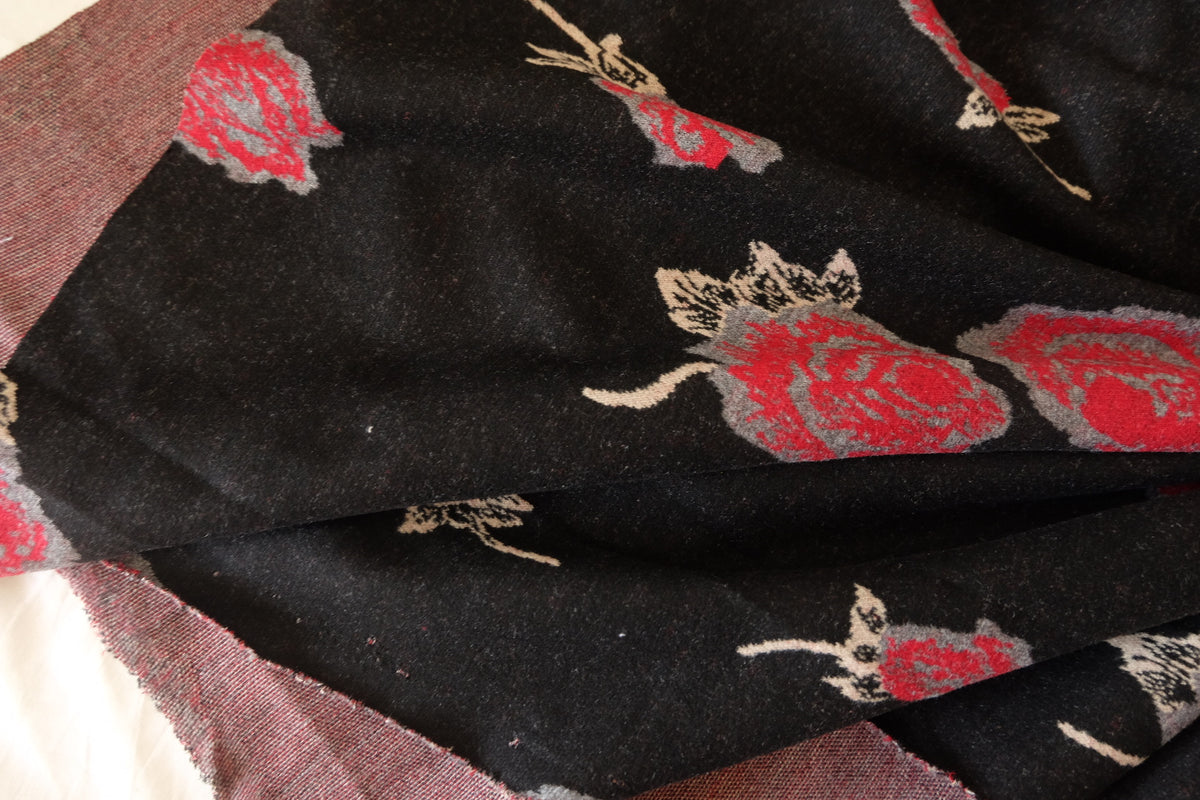 Midnight Roses – Cotton Blend Floral Knit Fabric | 2.2 Yards
