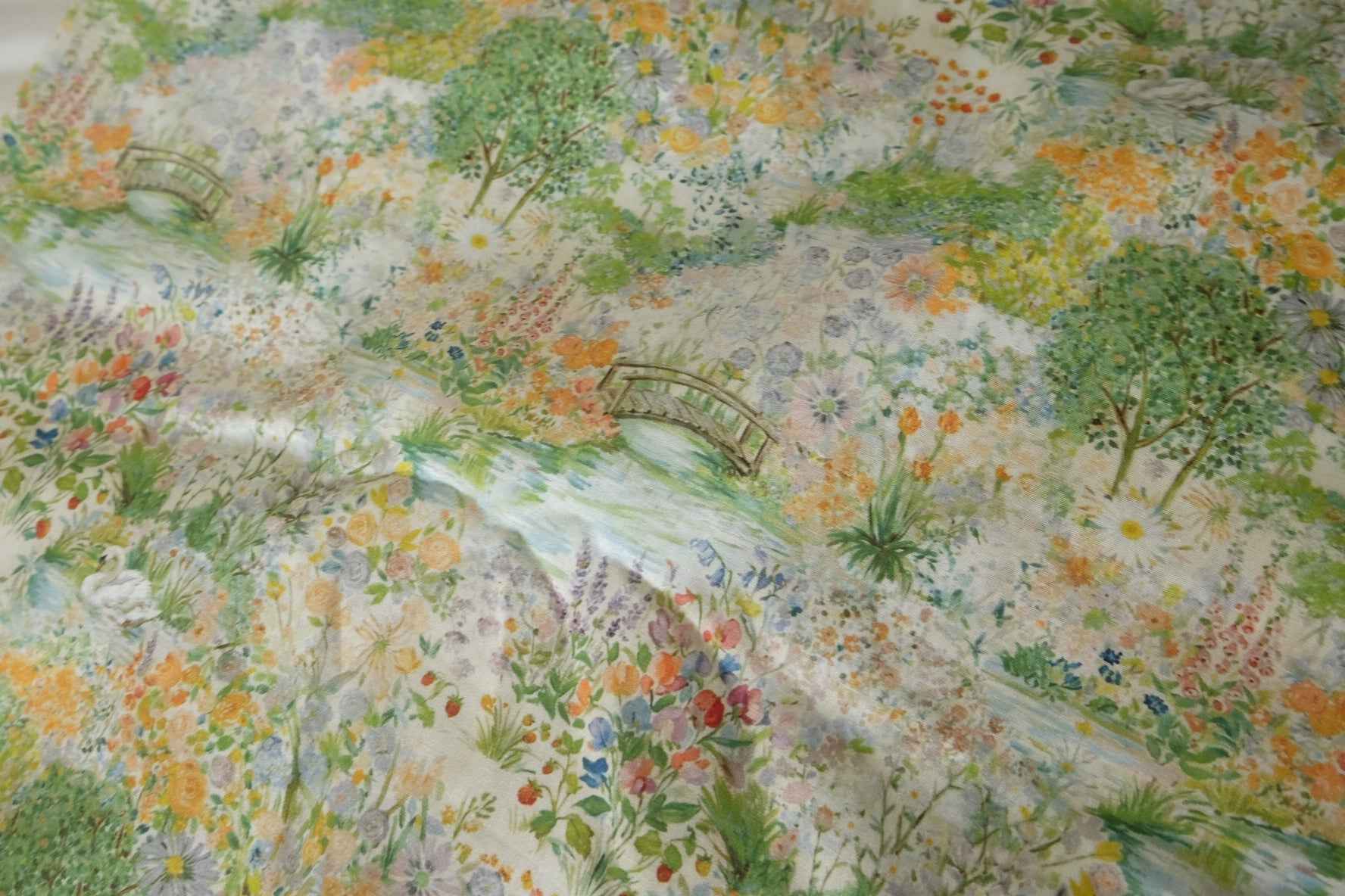 Watercolor Garden Cotton Poplin Fabric – 2.2 yd