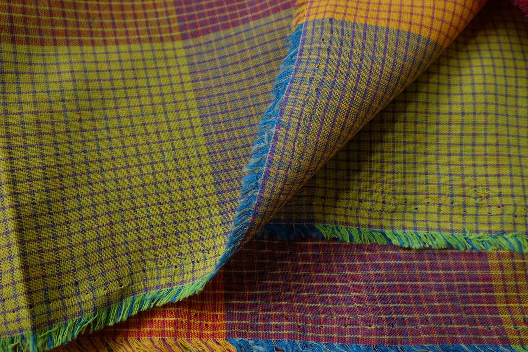 Bold Plaid Cotton Linen Blend Fabric, Structured Dress and Skirt Weight, 3.28 Yards