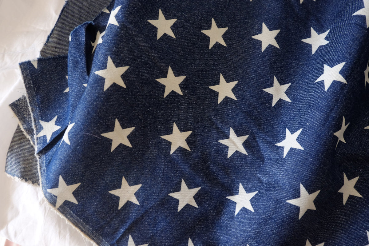 Starlit Indigo – Star Print Cotton Denim – 2.19 yd