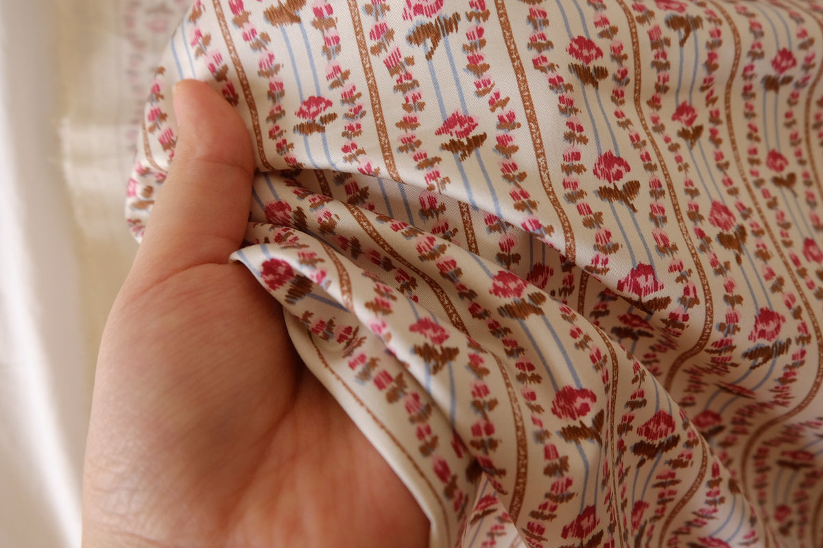 Vintage Rose Ribbons – Soft Cotton Lawn – 3.3 yd