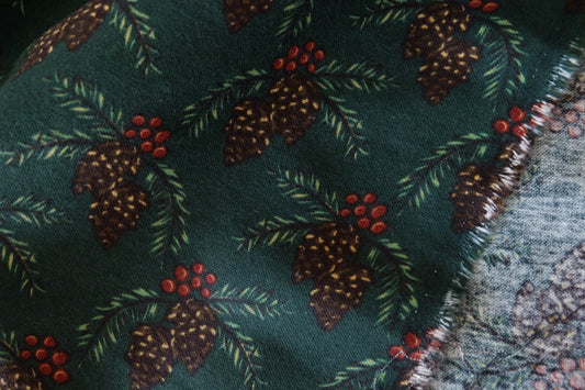 Christmas Pinecones Cotton Linen Blend – 1.37 yd