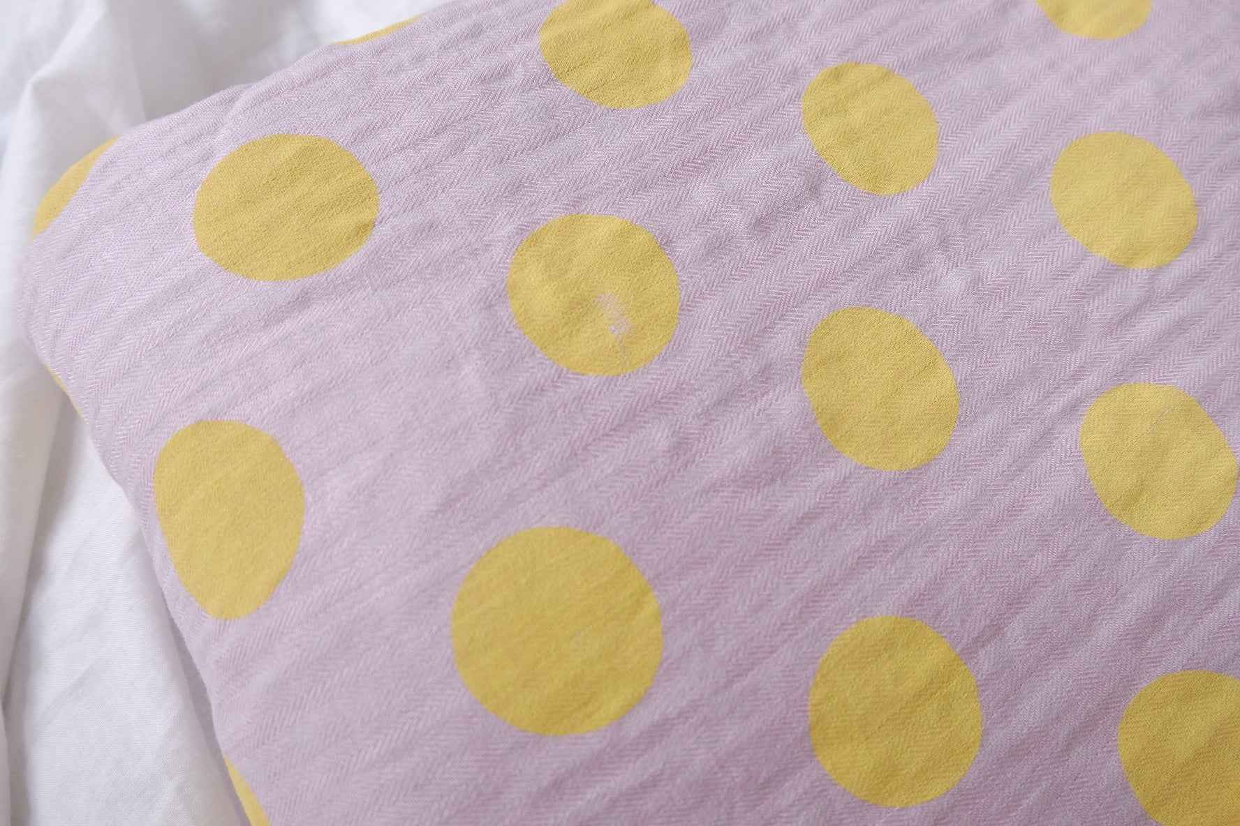 Soft Lightweight Woven Cotton Fabric, Pink with Yellow Polka Dots, 3.50 Yards
