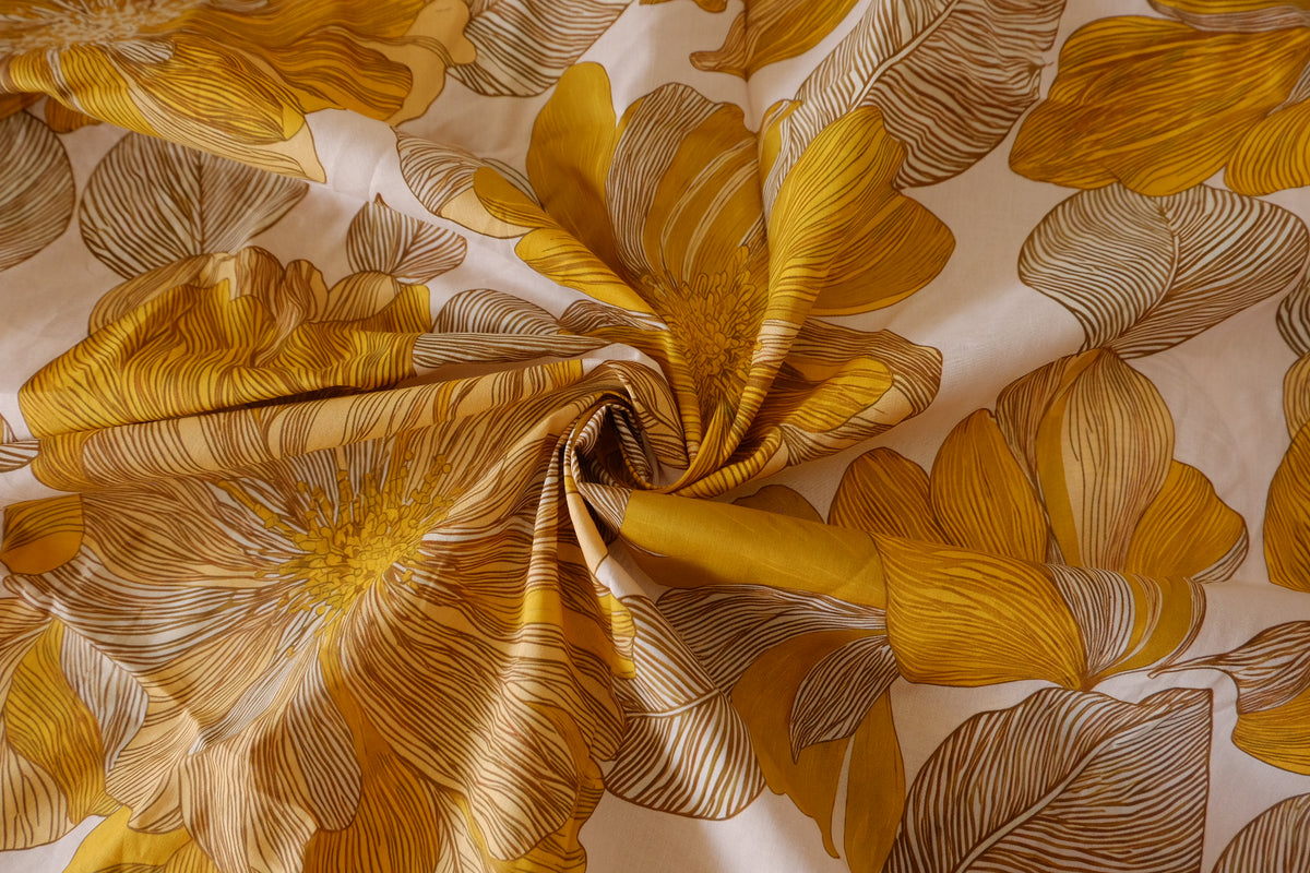 Golden Botanical Floral Cotton Lawn – 2.30 yd